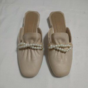 Women's Shoes Flats Round Toe Slip Beige